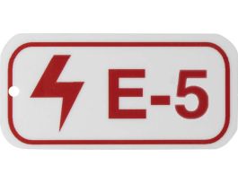Electrical Energy Source Tags E 5 Polystyrene 1.5x3 Red on White 25/PK