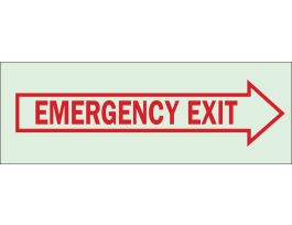 BradyGlo Emergency Exit Sign, 5" H x 14" W x 0.063" D, Arrow Direction: Right