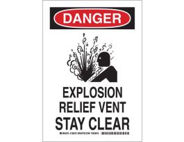 DANGER Explosion Relief Vent Stay Clear Sign, 10" H x 7" W x 0.06" D, Polystyrene