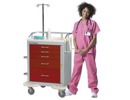 ANESTHESIA CART, RED 5 DRAWER