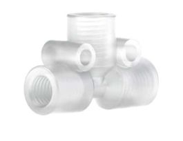 Low-Pressure Tee Body, Natural ETFE, 0.050" Bore, 1/8" OD Tubing, 1/4-28 Flat Bottom; 1/EA
