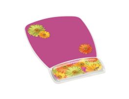 3M™ Gel Mousepad Wristrest MW308DS, Compact Size, Clear Gel Daisy Design, 6.8 in x 8.6 in x 0.75 in