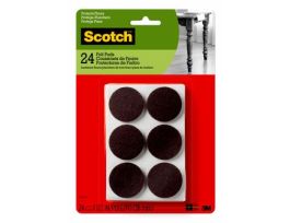 Scotch™ Round Felt Pads SP824-NA, Brown, 1.5 in, 24/pk