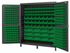 CABINET W/264 GREEN BINS STL 72X24X84IN