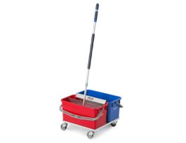 BLUE BUCKET WITH CASTERS