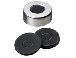 Silver Aluminum Crimp Cap, 20 mm Dia., Molded Butyl Septum w/Hole; 1000/pk