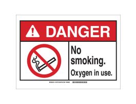 DANGER No Smoking. Oxygen In Use. Sign, 10" H x 14" W x 0.035" D, Aluminum