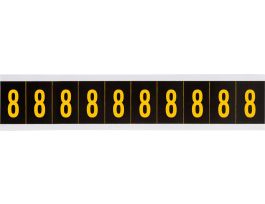 Outdoor Vinyl 1 in Yellow on Black Numbers 8 Card of 10 Labels
