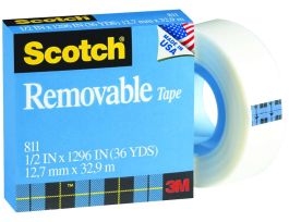 Scotch® Removable Tape 811, 1/2 in x 1296 in Boxed