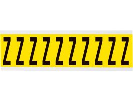 Repositionable Vinyl 2 in Black on Yellow, Letters Z Card of 10 Labels