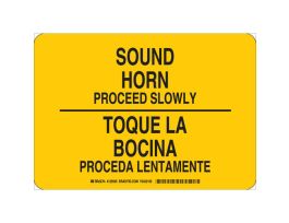 Bilingual Sound Horn Proceed Slowly Sign, 10" H x 14" W x 0.035" D, Aluminum