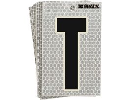 Glow in the Dark 5 in Black, Green Glow on Silver Letter T 10/PK