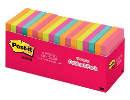 Post-it® Notes 654-18CTCP, 3 in x 3 in (76 mm x 76 mm),Cabinet pack, Cape Town Collection, 18 Pads/Pack, 100 Sheets/Pad