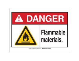 DANGER Flammable Materials. Sign, 10" H x 14" W x 0.035" D, Aluminum