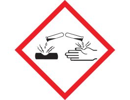 GHS Pictogram Labels, Corrosion Pictogram, 2" x 2", Ahesive Poly Vinyl, Roll