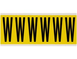 Repositionable Vinyl 3 in Black on Yellow, Letters W Card of 6 Labels