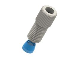 Tubing Adapter, 3/16" OD x 5/16-24 UNF(M), white POM w/ blue ETFE; 1/ea