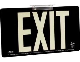BradyGlo Exit Sign, Black, 8.5" H x 15.5" W x .125" D, Double Sided w/Bracket