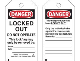 DANGER Locked Out Do Not Operate Lockout Tagout Tags Polyester 5.75x3 25PK