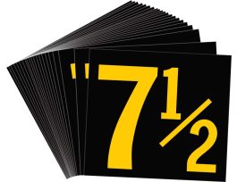 BradyLite 2.5 in Reflective Numbers Yellow on Black, 7 1/2 25/PK