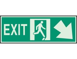 BradyGlo Exit Sign, 5" H x 14" W x 0.063" D, Diagonal Down/Right