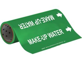 Make-Up Water Pipe Marker, 30' H x 12" W x 30' L, Roll of 30', Fits Pipes, 2.5" Dia. Thru 6" Dia.