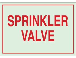 Sprinkler Valve Sign, 7" H x 10" W x 0.063" D, Red on Glow, Polystyrene