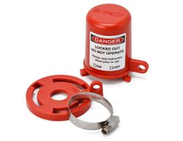 Plug Valve Lockouts 3 in H x 3.21 in Dia, Red Polypropylene