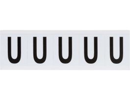 Vinyl 1.938 in Numbers and Letters Black on White U Card of 5 Labels