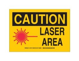 CAUTION Laser Area Sign, 7" H x 10" W x 0.035" D, Aluminum