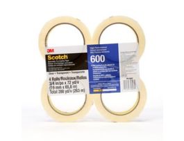 Scotch® Light Duty Packaging Tape 600, Clear, High Clarity, 3/4 in x 72 yd, 12 Pack/Case, Conveniently Packaged