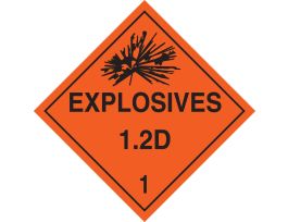 Explosives 12D 1 Sign, 10.75" H x 10.75" W x 0.024" D, Paper