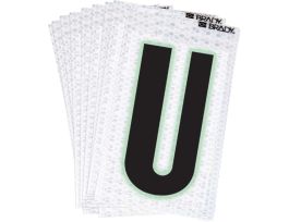 Glow in the Dark 2 in Black, Green Glow on Silver Letter U 10/PK