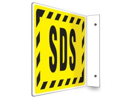 Projection Signs, SDS (black on yellow) on 8" x 12" panel, Plastic