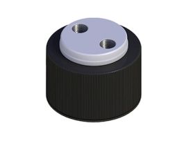 Solvent Delivery Cap with 304 SS Port Thread Inserts, two 1/4"-28, GL38; 1/ea