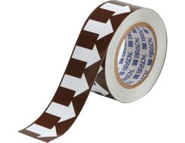 Directional Flow Arrow Tape for Pipe Marking - Roll Form,  Vinyl, White on Brown, 2" x 30 Yd
