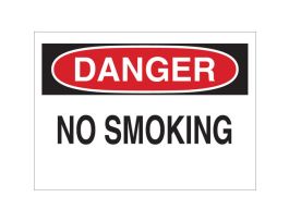 DANGER No Smoking Sign, 10" H x 14" W x 0.1" D, Fiberglass