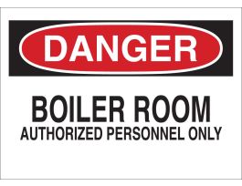 DANGER Boiler Room Authorized Personnel Only Sign, 10" H x 14" W x 0.035" D, Aluminum