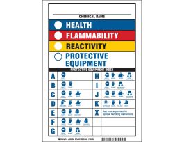 Health Flammability Reactivity Protective Equipment Sign, 10" H x 7" W x 0.006" D, Polyester