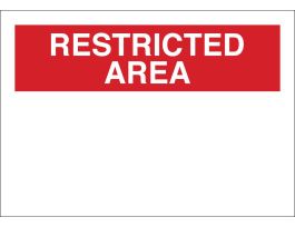 Blank RESTRICTED AREA Sign, 14" H x 20" W x 0.1" D, Red on White, Fiberglass