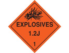 Explosives 12J 1 Sign, 10.75" H x 10.75" W x 0.024" D, Paper