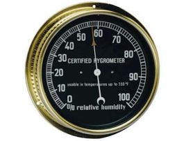 Humidity Dial Indicator with Black Face and Brass Case