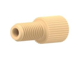 Flangeless Male Nut, Standard Knurl, Cream Acetal, 1/8" OD Tubing, 1/4-28 Flat-Bottom; 1/EA