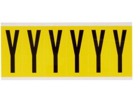 Repositionable Vinyl 3 in Black on Yellow, Letters Y Card of 6 Labels