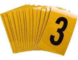 BradyLite 1 in Reflective Numbers Black on Yellow, 3 25/PK