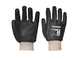 GLOVE KNITWRIST COTTON/PVC BLACK MEDIUM