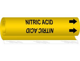 NITRIC ACID Pipe Marker, 8" H x 5" W, Fits Pipes 0.5" Dia. Thru 1.375" Dia.