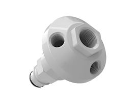 Solvent Waste Manifold, PP, Justrite PP, 1x1/2" NPTF, 3x1/4" NPTF; 1/ea