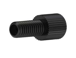 Super Flangeless Nut, Standard Knurl, Black POM, 1/8" OD Tubing, 1/4-28 Flat Bottom; 10/PK