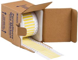 PermaSleeve Heat Shrink Wire and Cable Labels 1/8" Dia for 3" Core Printers - 0.5" Yellow Double-Sided